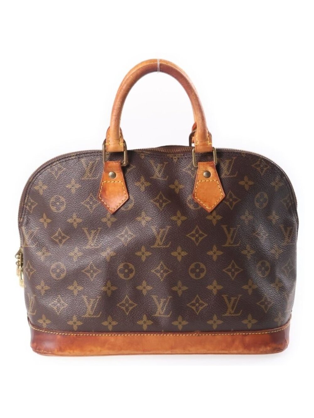Louis Vuitton Alma Monogram Canvas Leather Handbag Brown